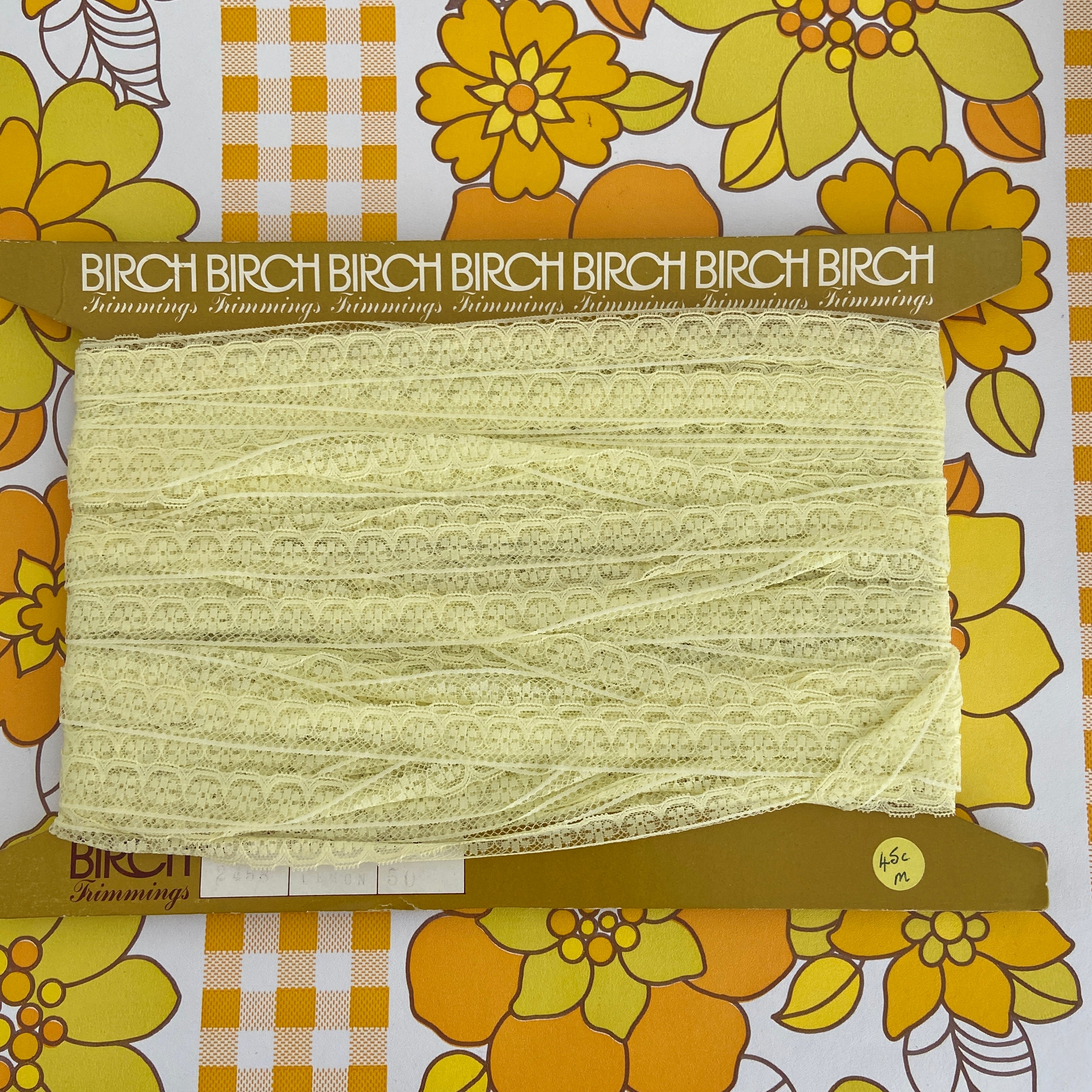 BIRCH Vintage Roll Yellow Lace Ribbon White Craft Sewing