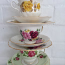 Colclough Bone China Made in England Vintage Trio Tea Set Floral Green & Pink