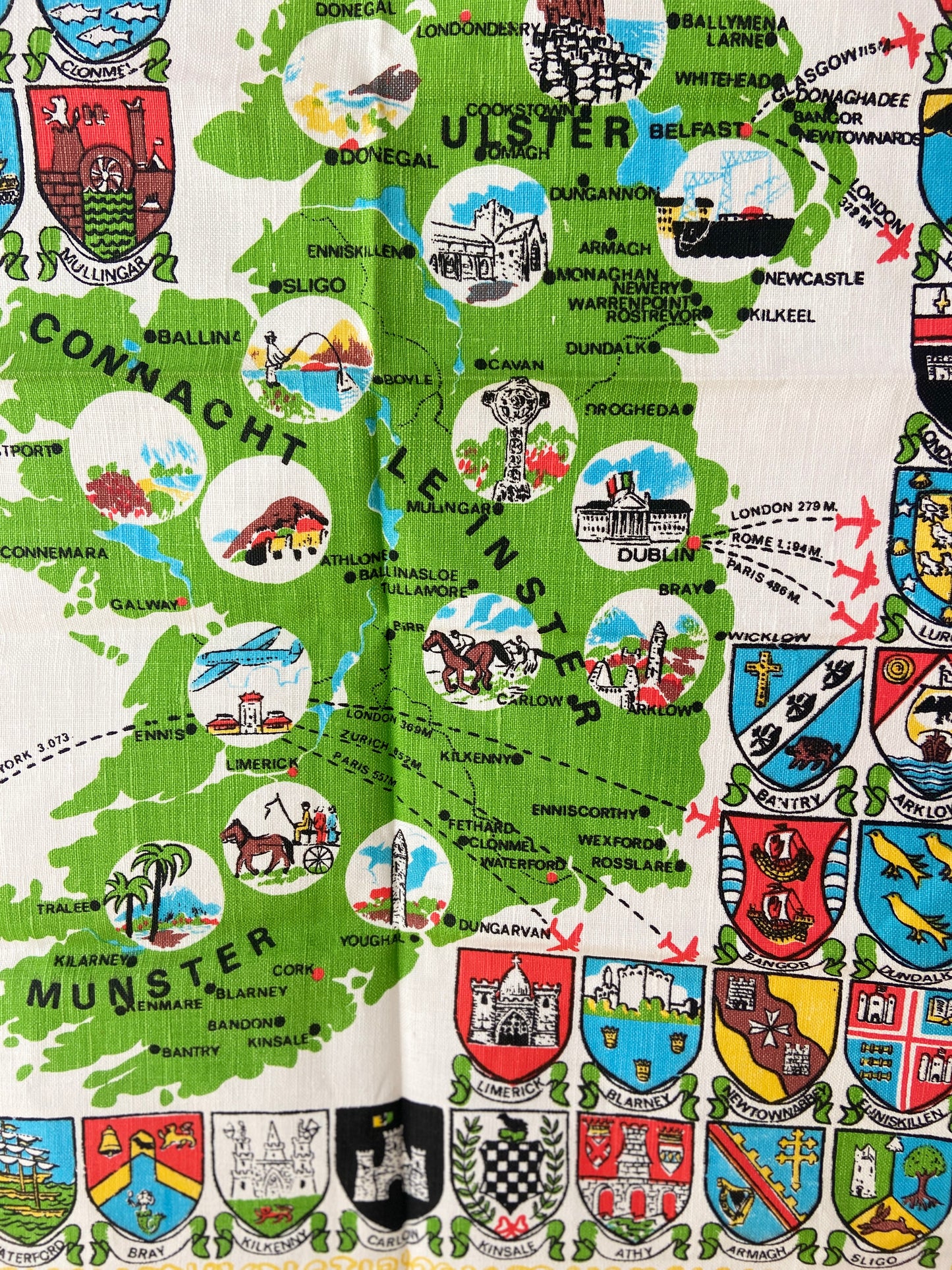 Crests of Ireland Collectable Unused Tea Towel