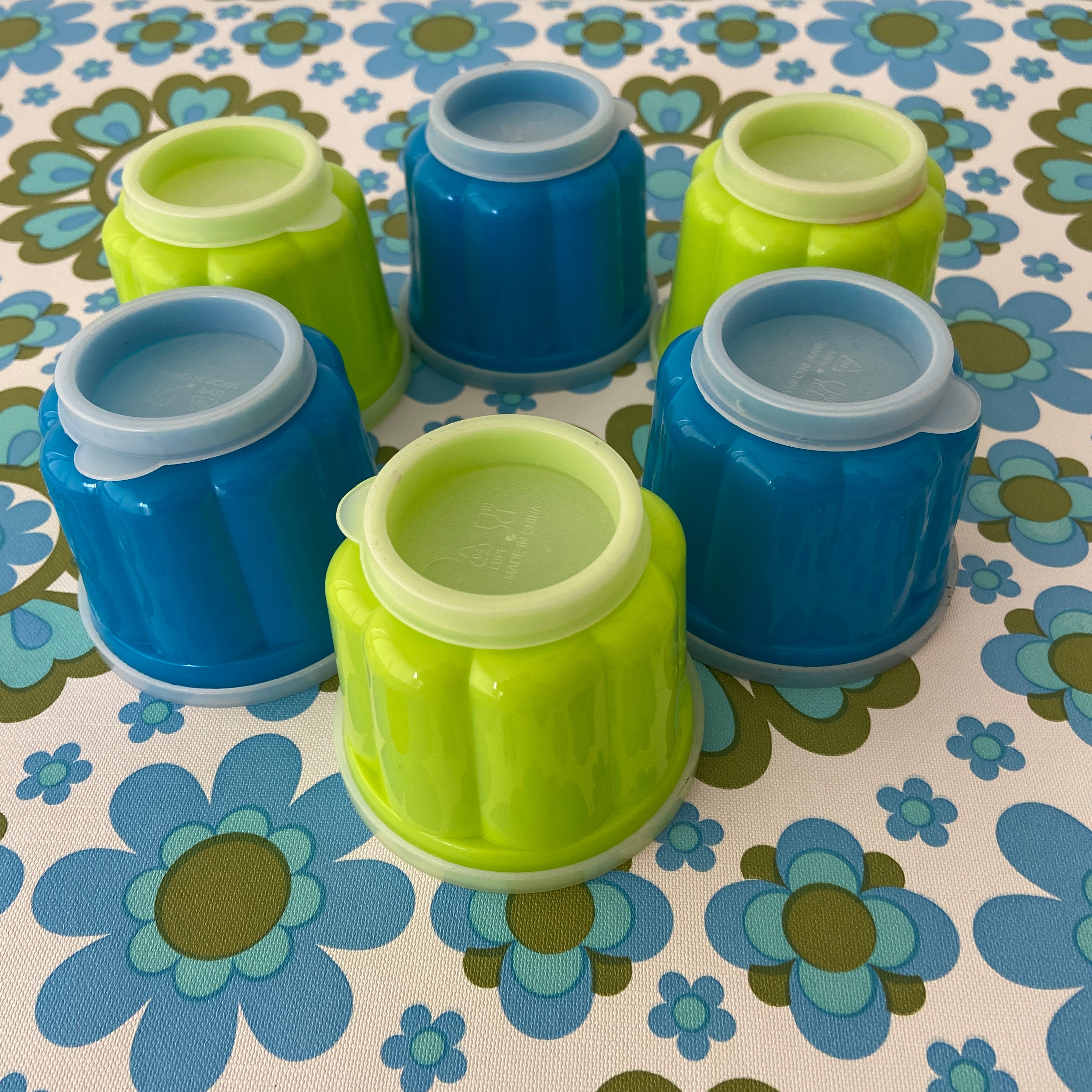 Set of Six Bright Jelly Mould's