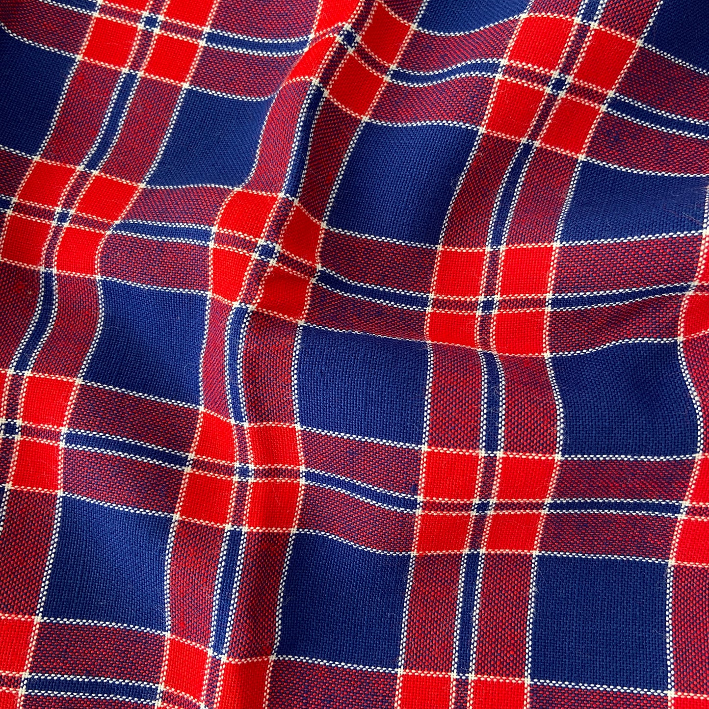 Vintage Red & Blue Cotton Fabric – Pink Peacock