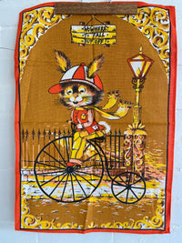 RETRO BIKE Tea Towel UNUSED Vintage Kitchen Wall Hanging