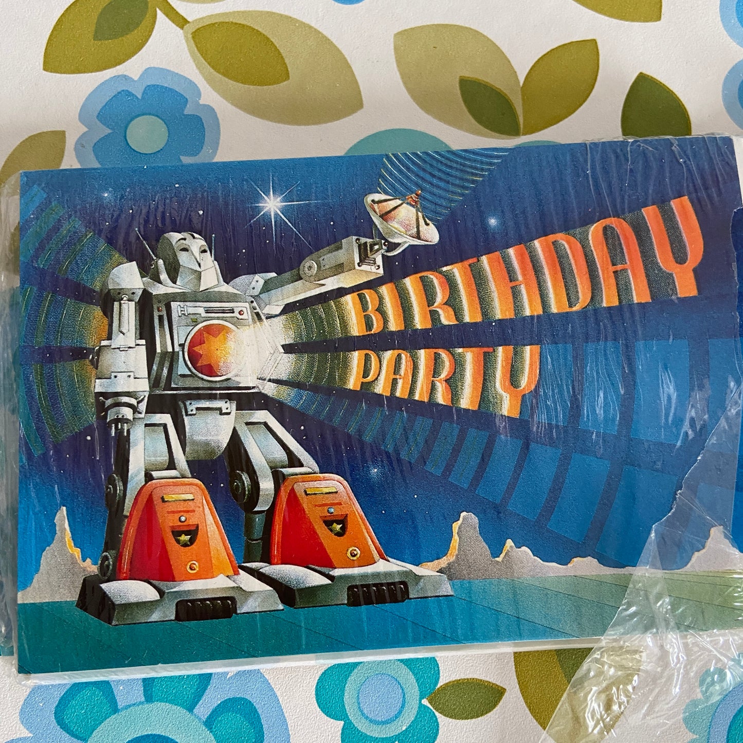 Original 70's Birthday CARDS Sealed Pack RETRO Robots