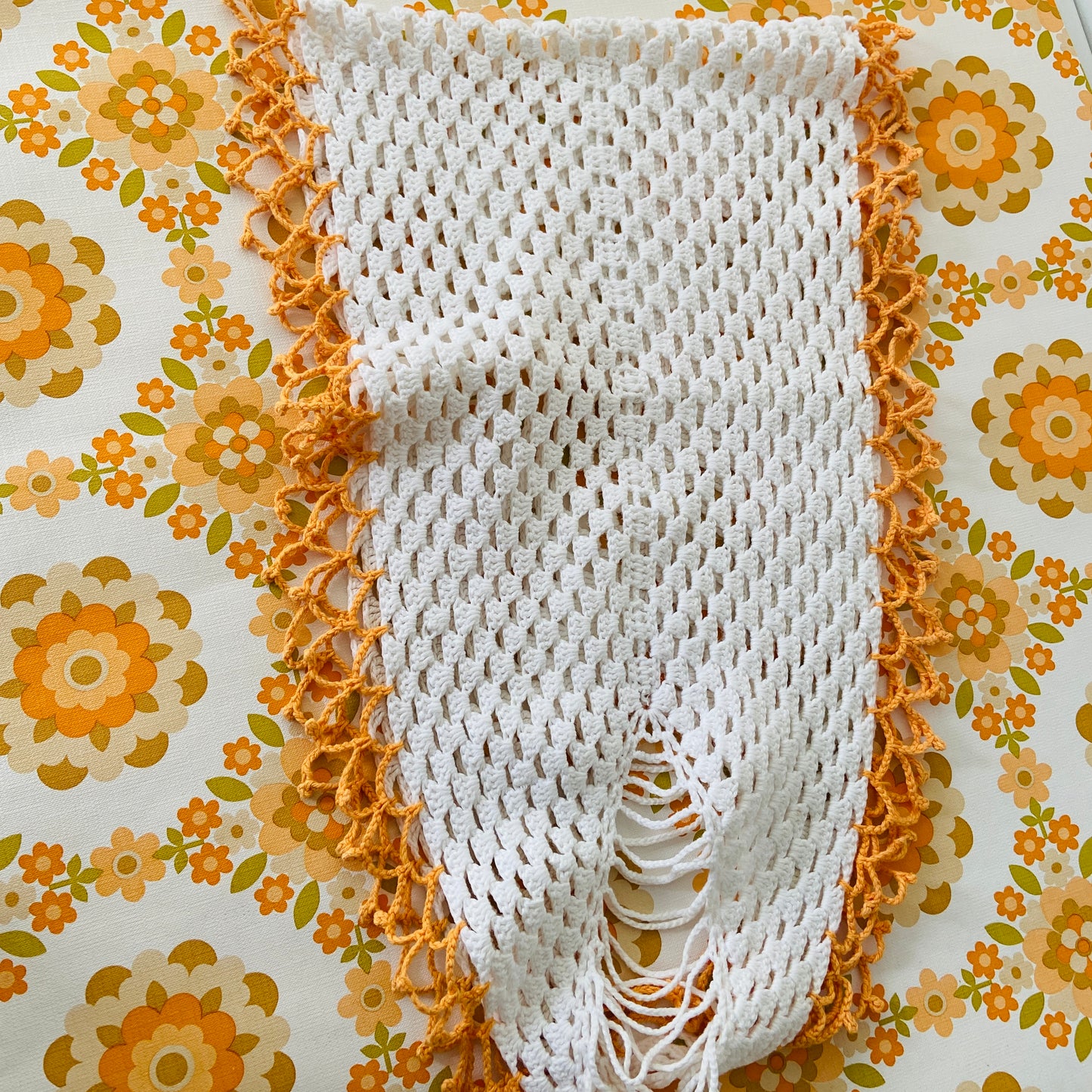 Vintage Handmade Crochet Doily Table Runner