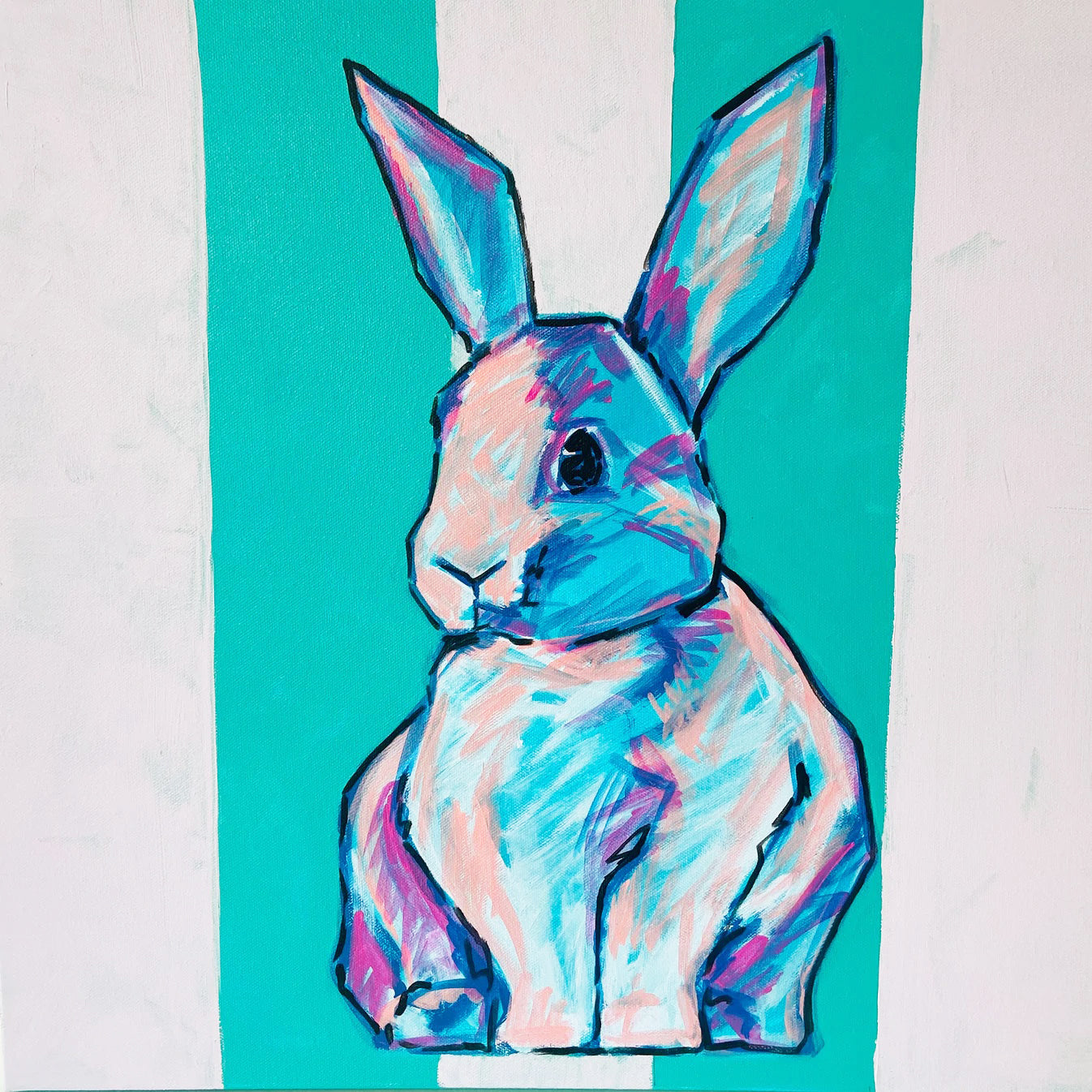 ORIGINAL Canvas One of a KIND Painting RABBIT