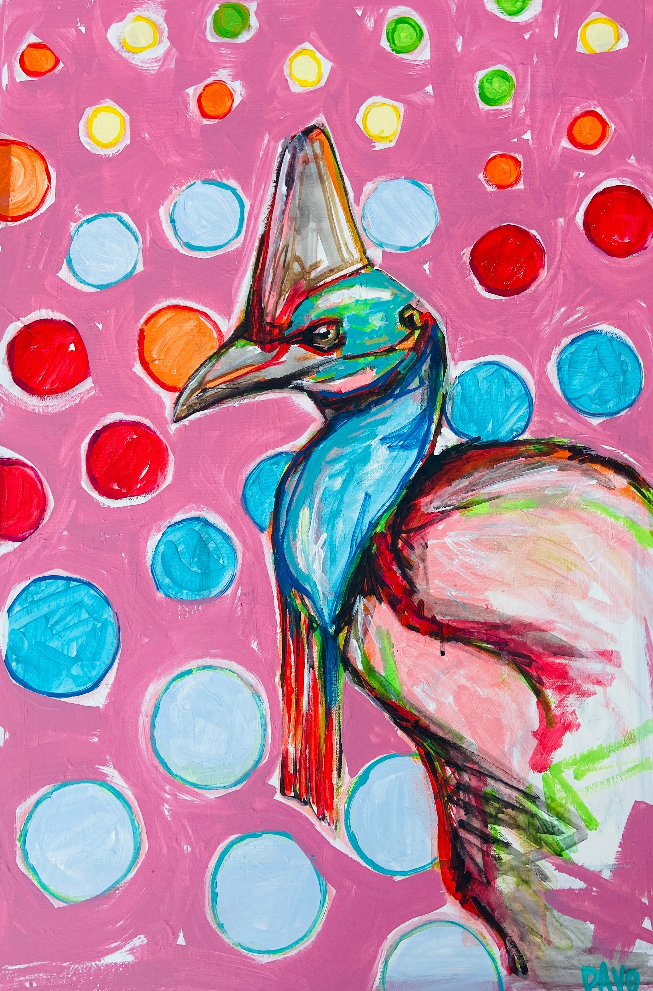 One of a KIND Original Painting CASSOWARY Canvas