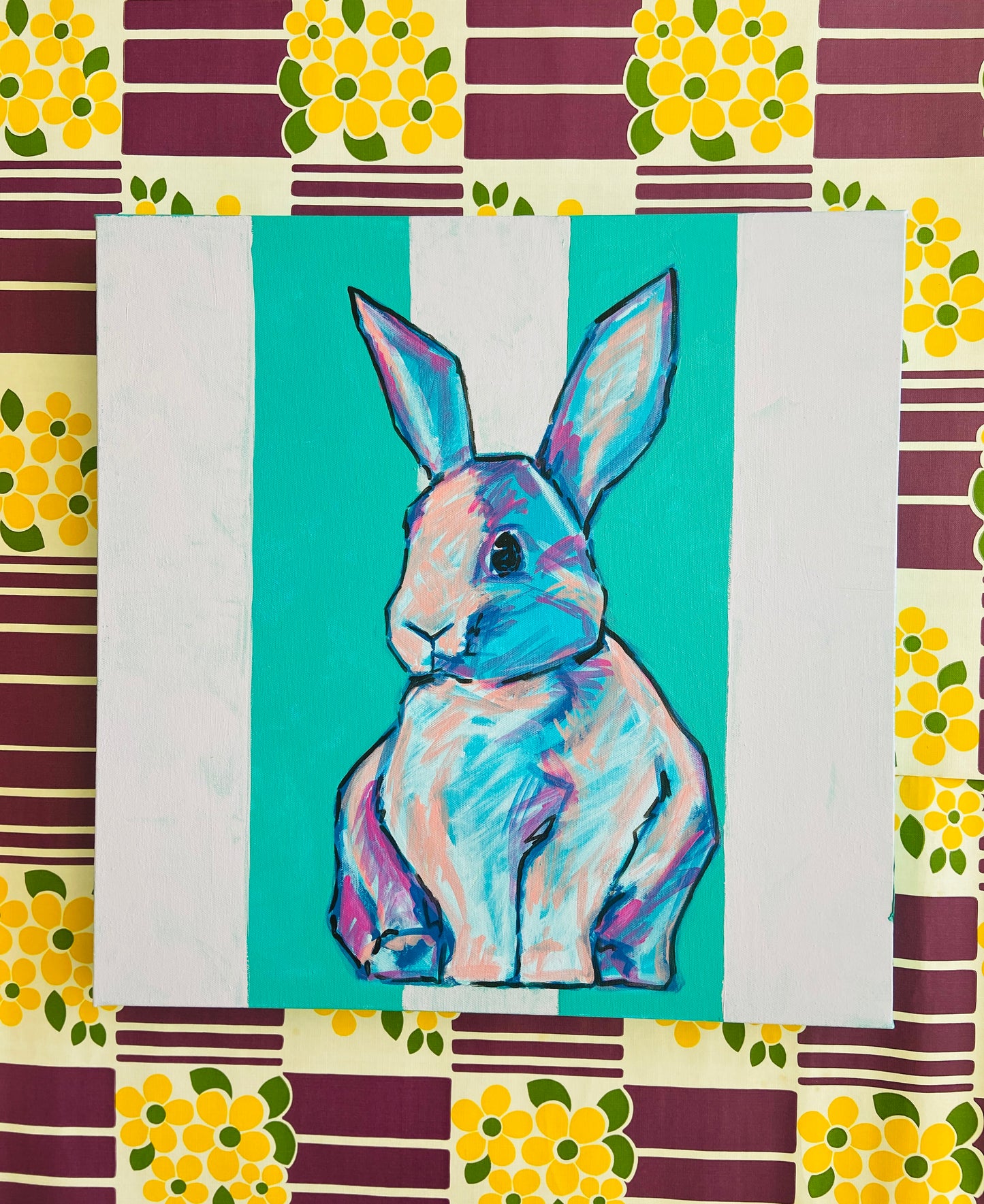 ORIGINAL Canvas One of a KIND Painting RABBIT
