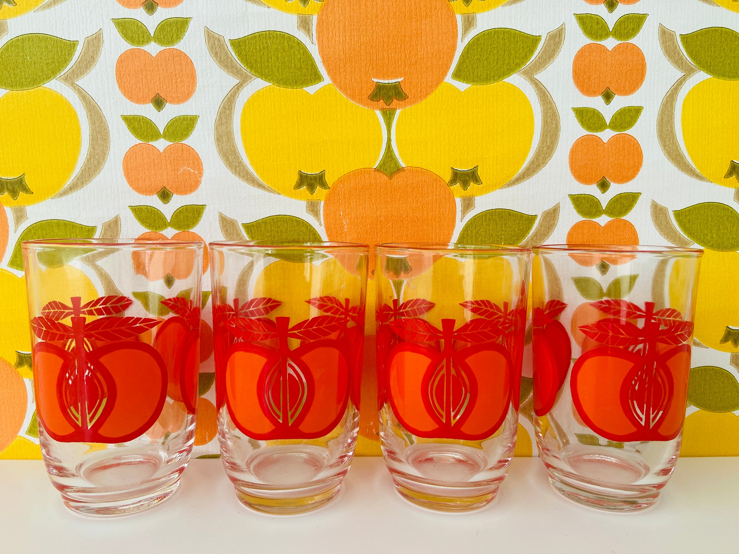 Set of Four Vintage Glasses APPLES
