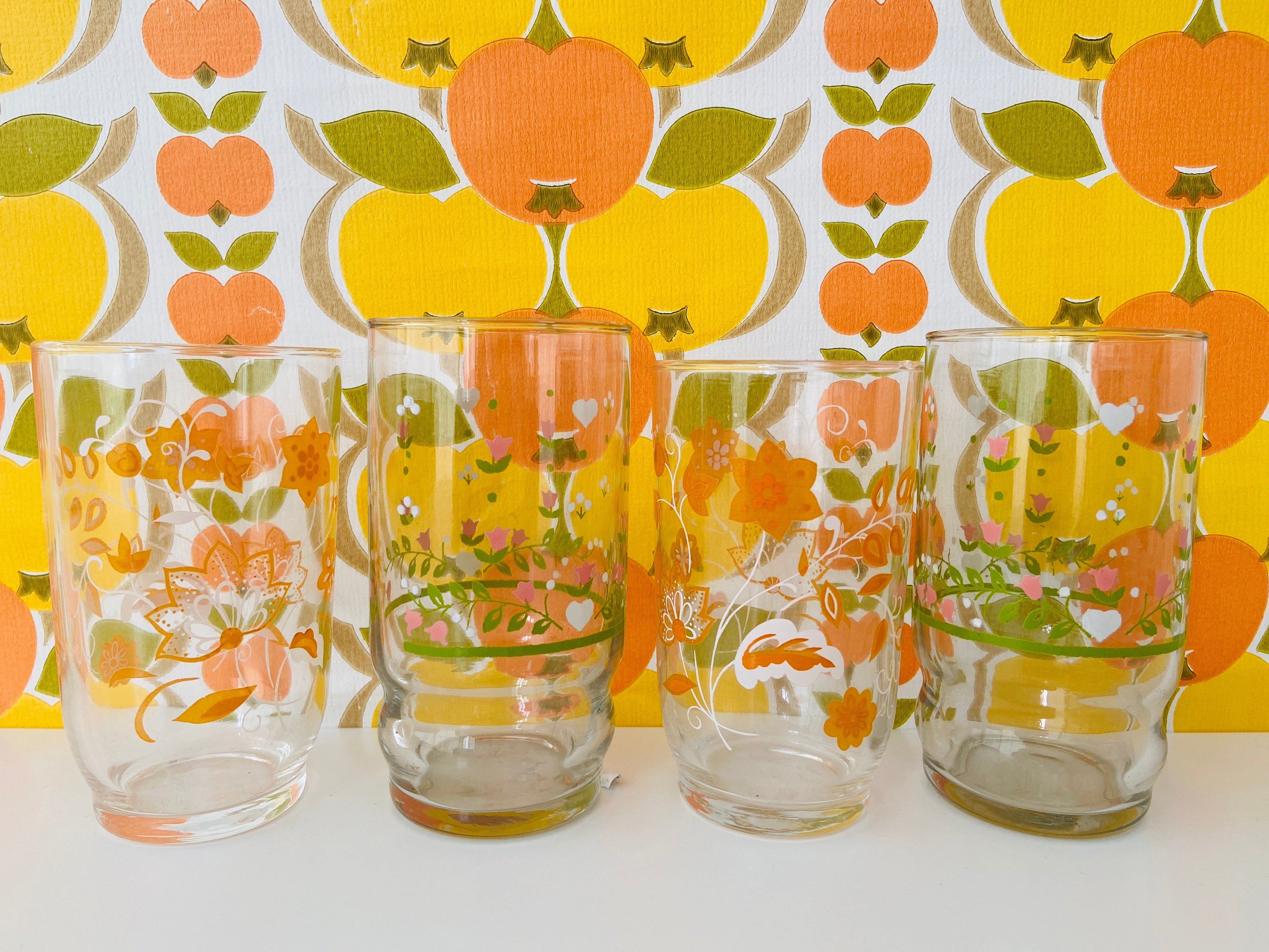 Set of Four Vintage Glasses Mismatched CARAVAN