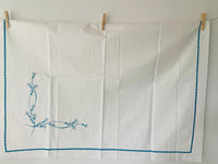 Vintage UNUSED Cotton Embroidered Bed Sheet & Cases