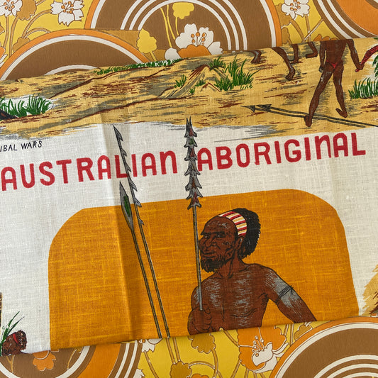 LINEN Vintage Tea Towel RETRO Aboriginal