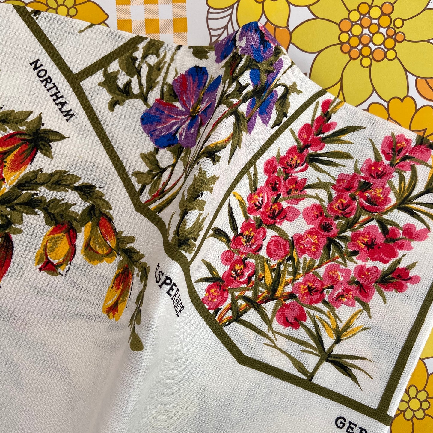 AUSTRALIA Wild Flower Souvenir Table CLOTH Unused Linen RETRO