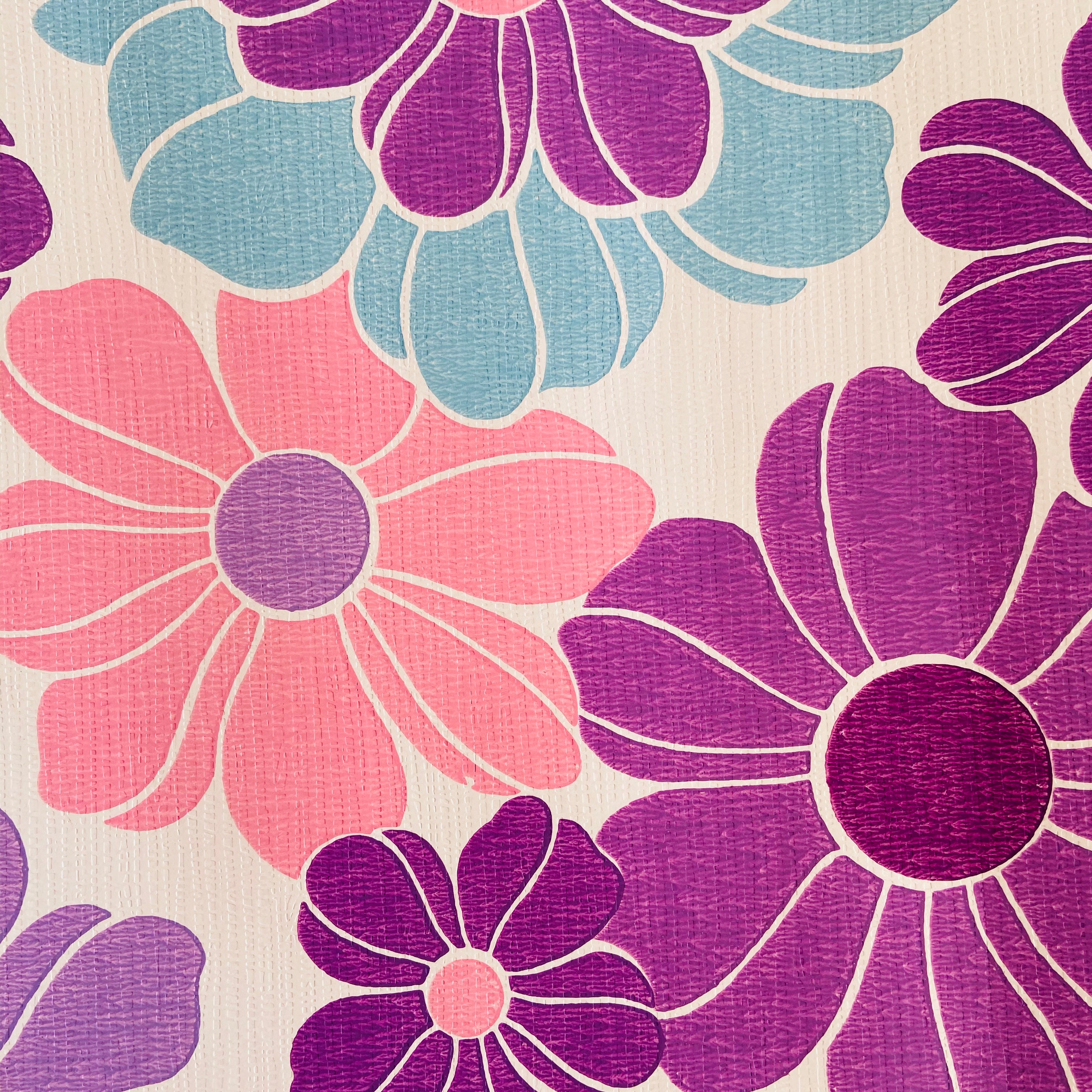 BRIGHT Purple RETRO Genuine Vintage Wallpaper By the METRE