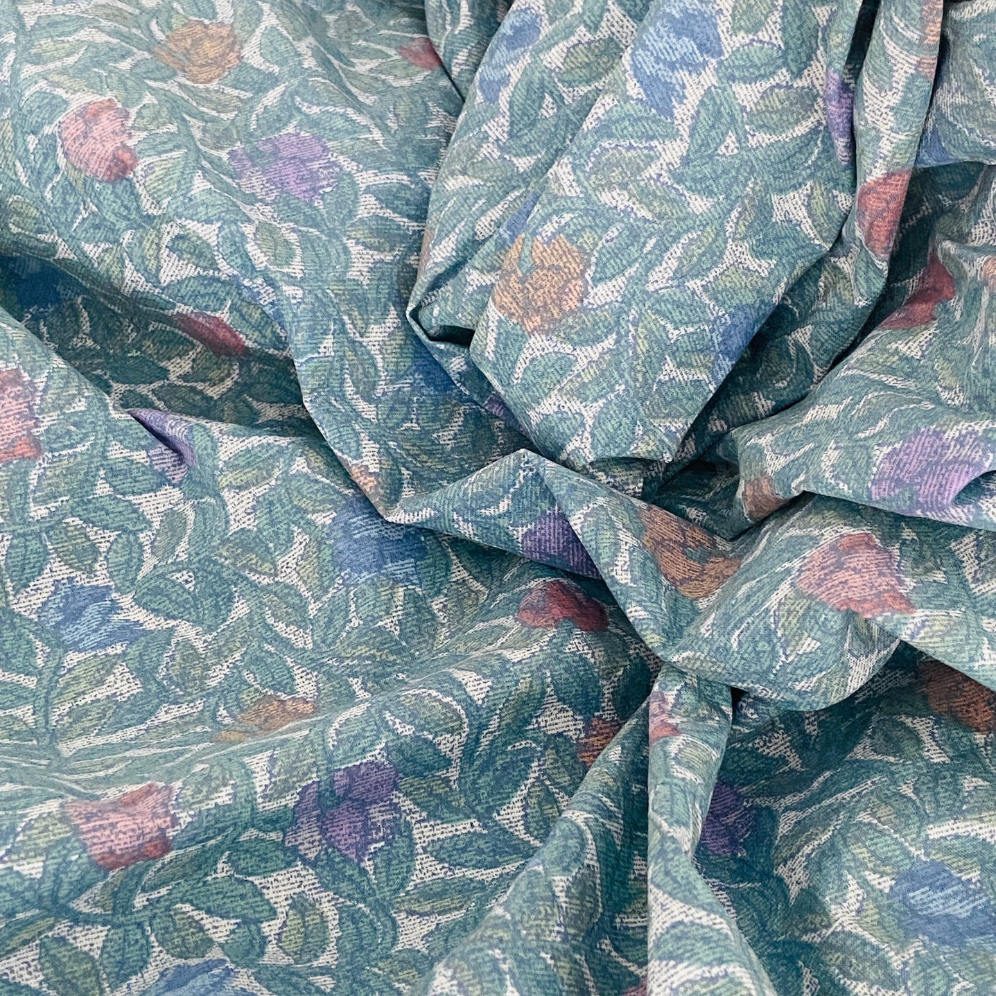 VINTAGE Sheet Blue Floral UNUSED Crisp New Fabric