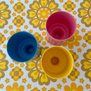 Three Vintage Bright Plastic CUPS