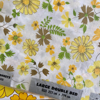 Wonderful Yellow Floral 70's Cotton Sheets SEWING Bedroom