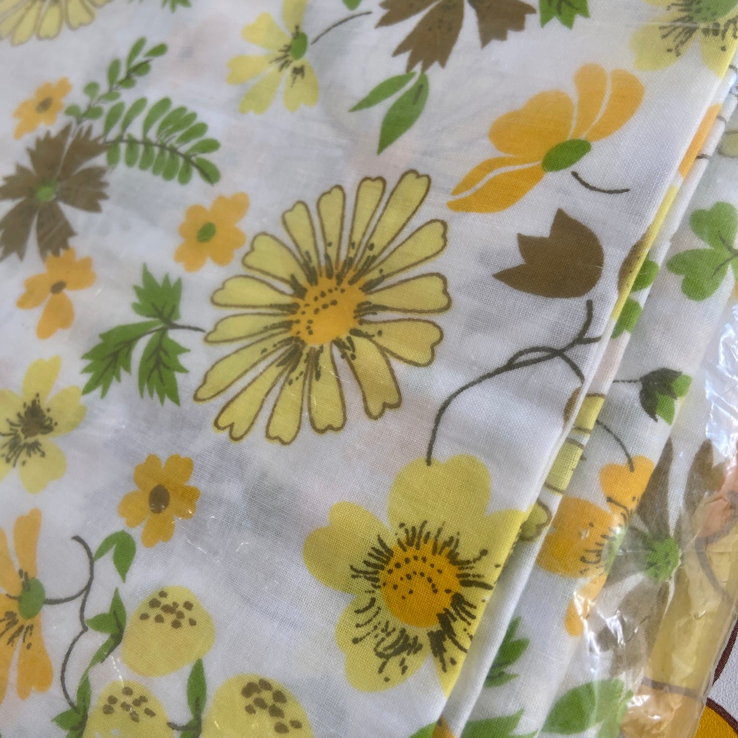 Wonderful Yellow Floral 70's Cotton Sheets SEWING Bedroom