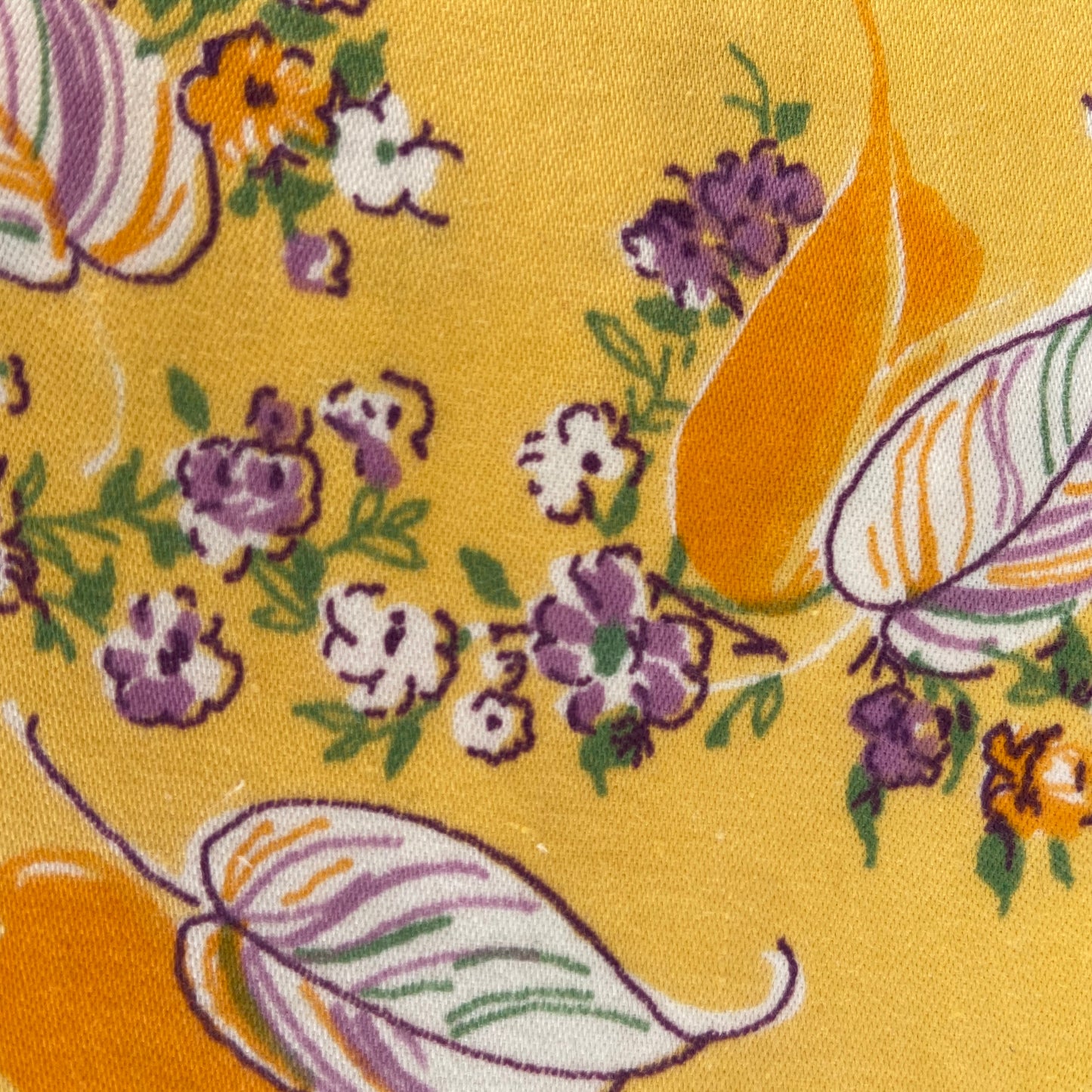 Cotton Remnant Fabric Orange Floral CRAFT Sewing PROJECTS