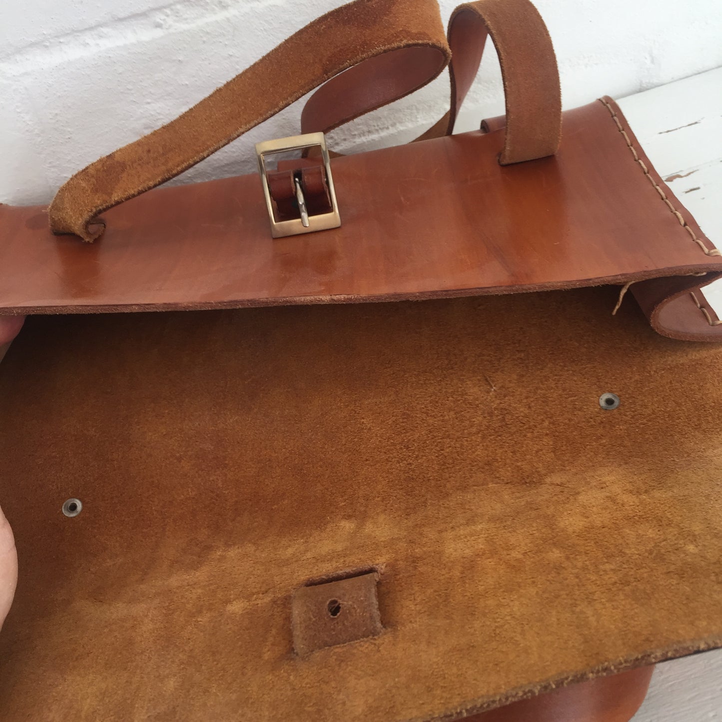 Very Cool Vintage Genuine LEATHER Handbag Rustic Style