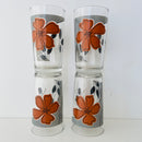 Set of Four Vintage GLASSES Brown Floral