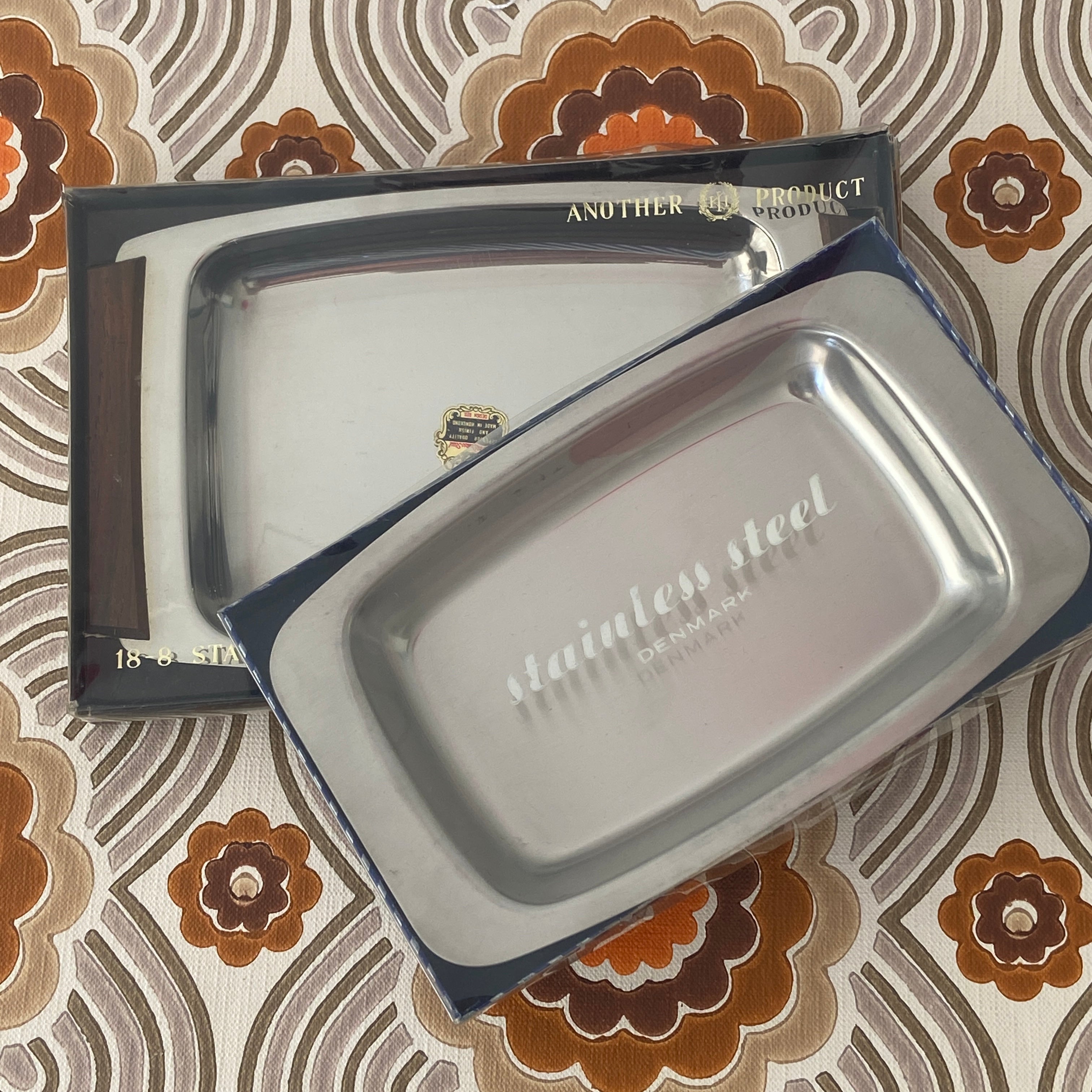 Boxed Mid Century Stainless Steel Dishes