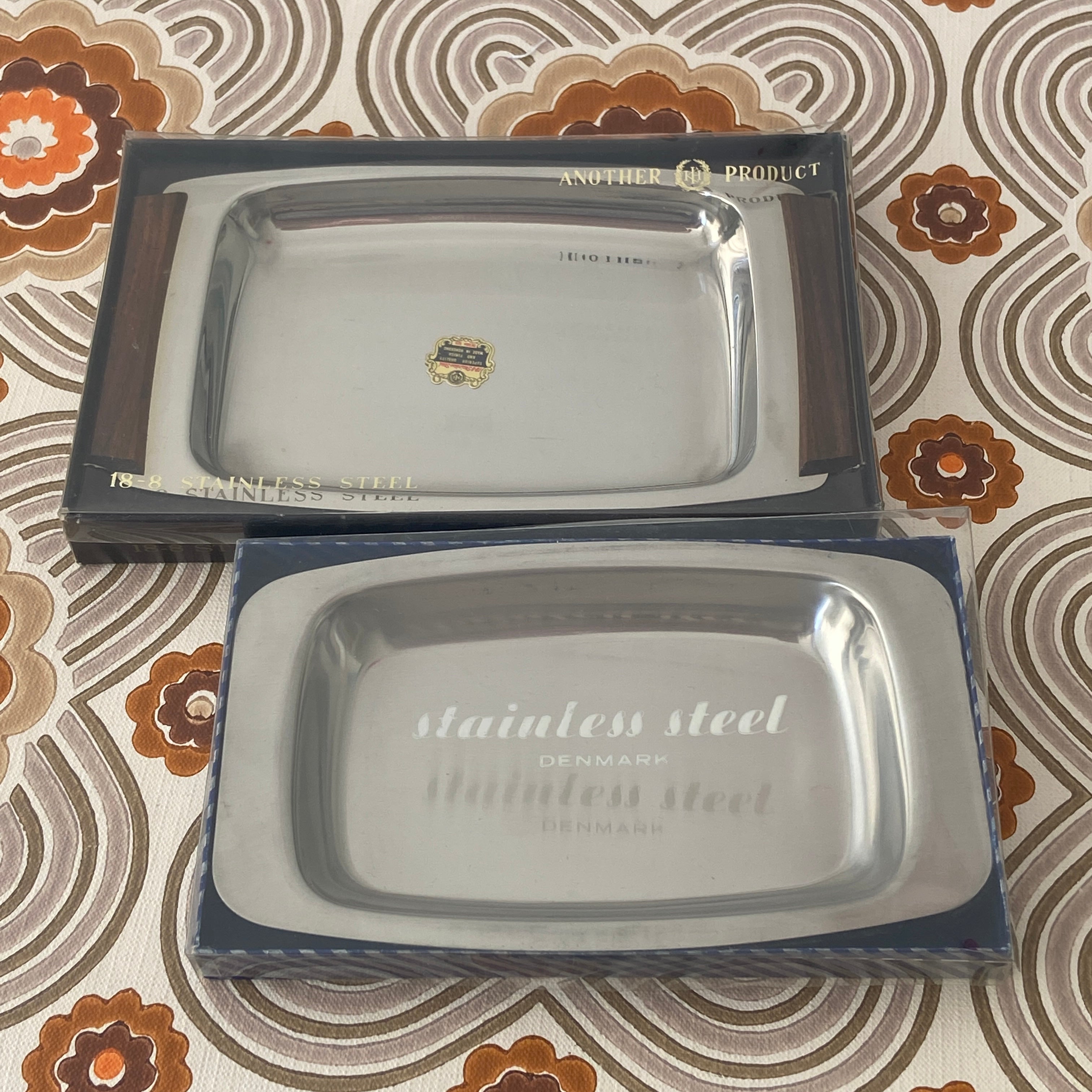 Boxed Mid Century Stainless Steel Dishes