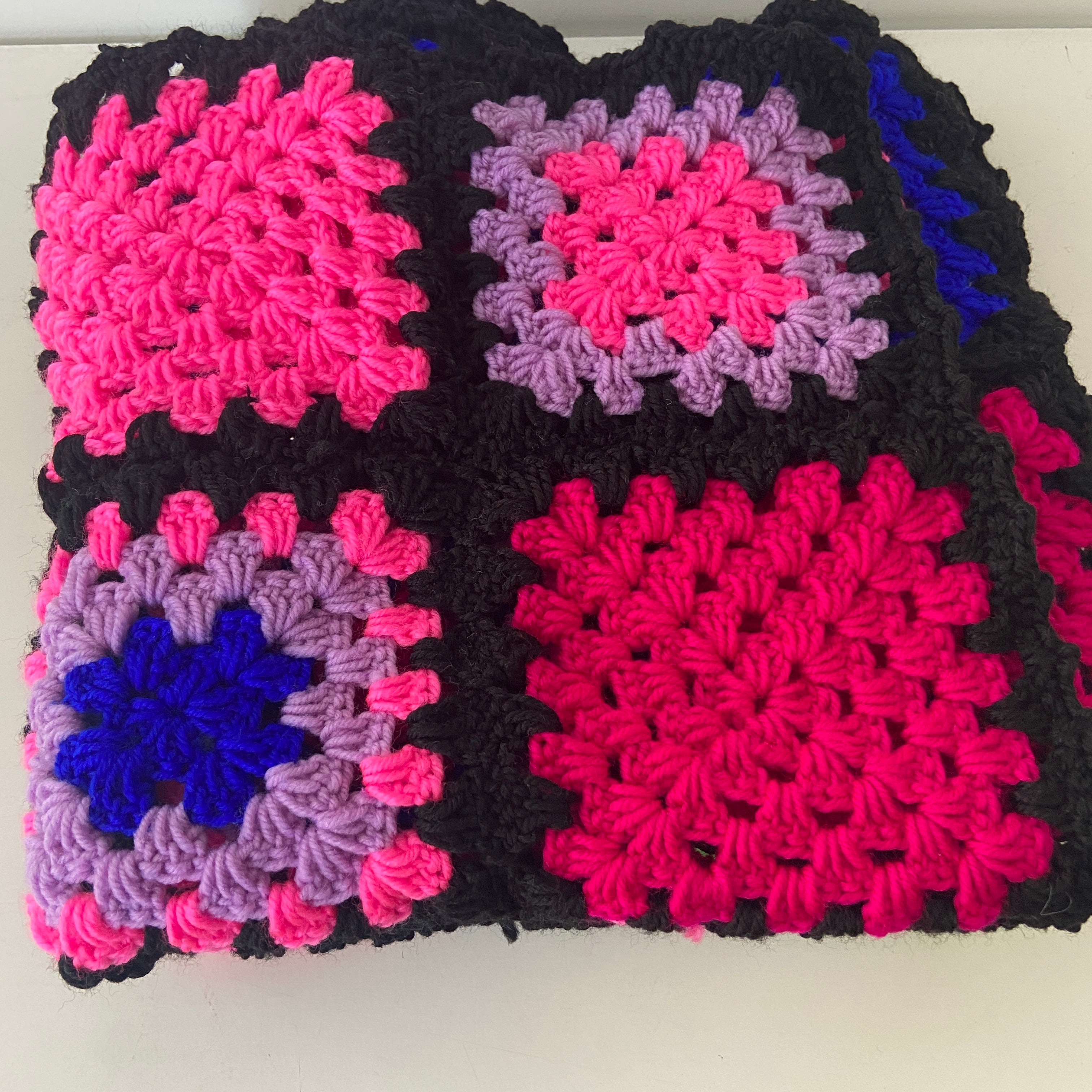 Adorable Granny Square BLANKET Handmade Bright