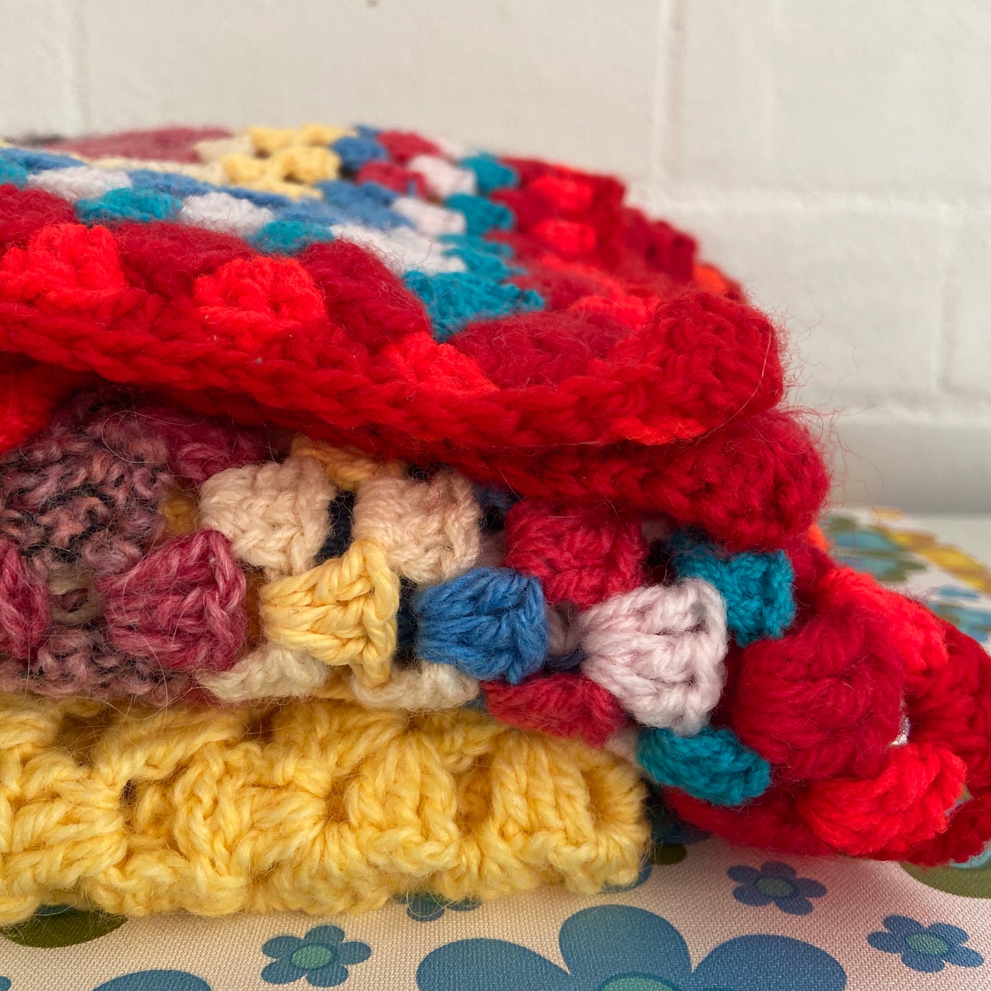 Knitted BLANKET Bright Retro Home Caravan Camping