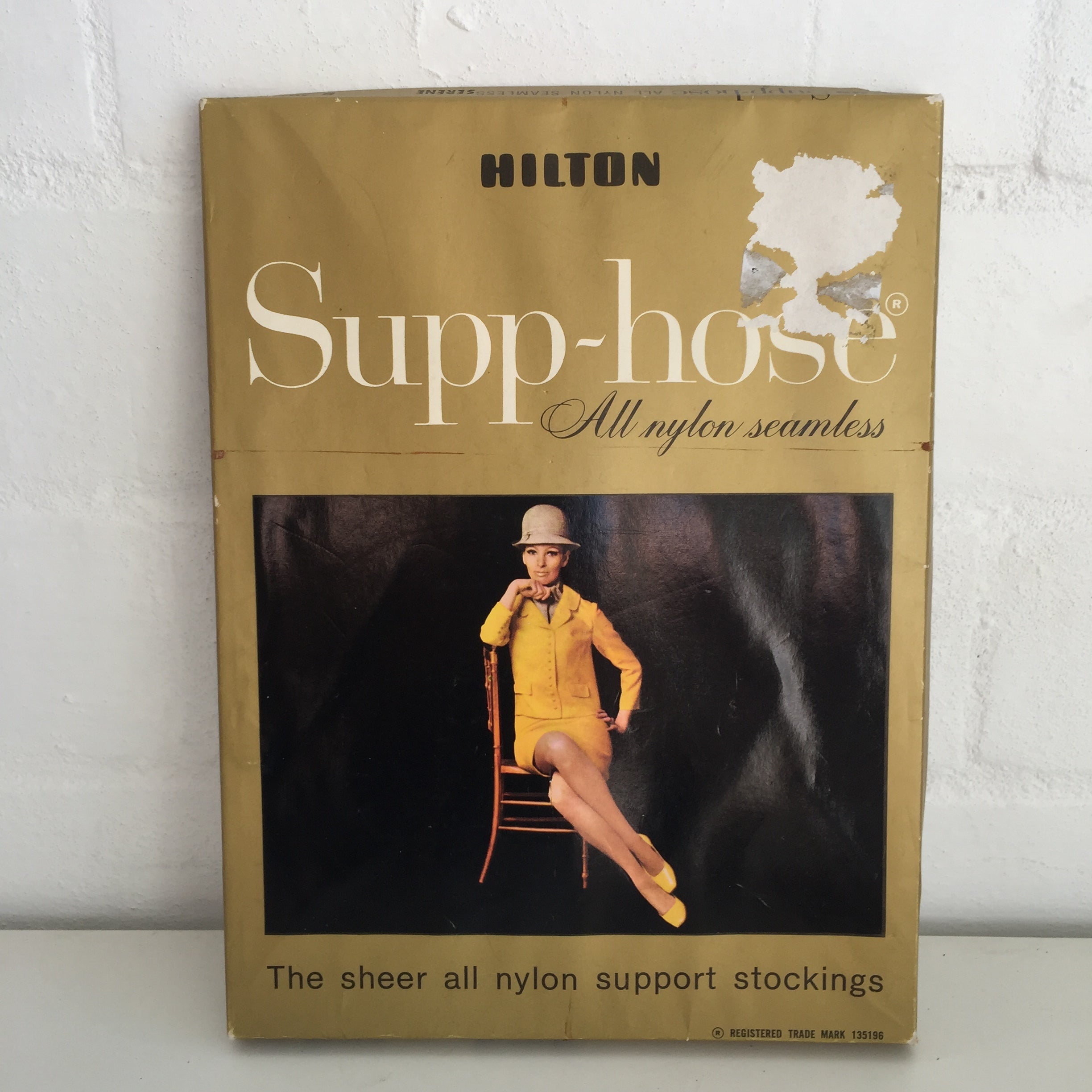 HILTON Boxed Two Pairs All Nylon Seamless Sheer PANTY HOSE VINTAGE 60's