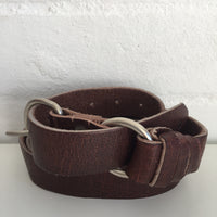 RUSTIC Vintage BROWN Worn Leather BELT BOHO Thrashed Chunky UNISEX