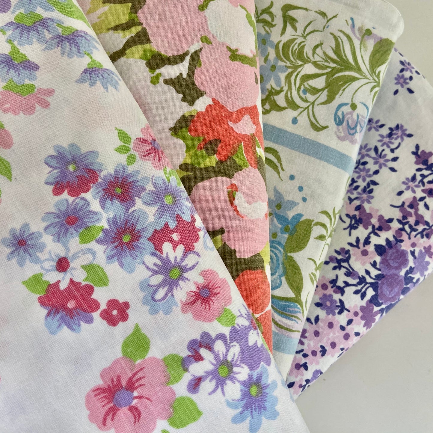 VINTAGE Sheet LOT Stack Floral Cotton Sewing Projects