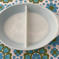 Vintage Pyrex Aqua Blue Horizon Oval Baking Dish Mid Century