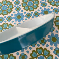 Vintage Pyrex Aqua Blue Horizon Oval Baking Dish Mid Century