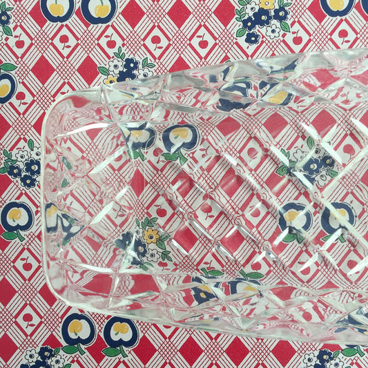 A Beautiful Glass Sandwich TRAY Vintage Diamond Pattern