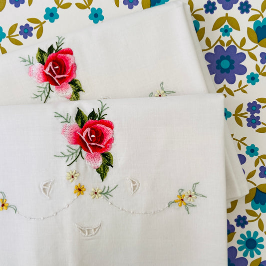 Pair of EMBROIDERED Pillow Cases UNUSED