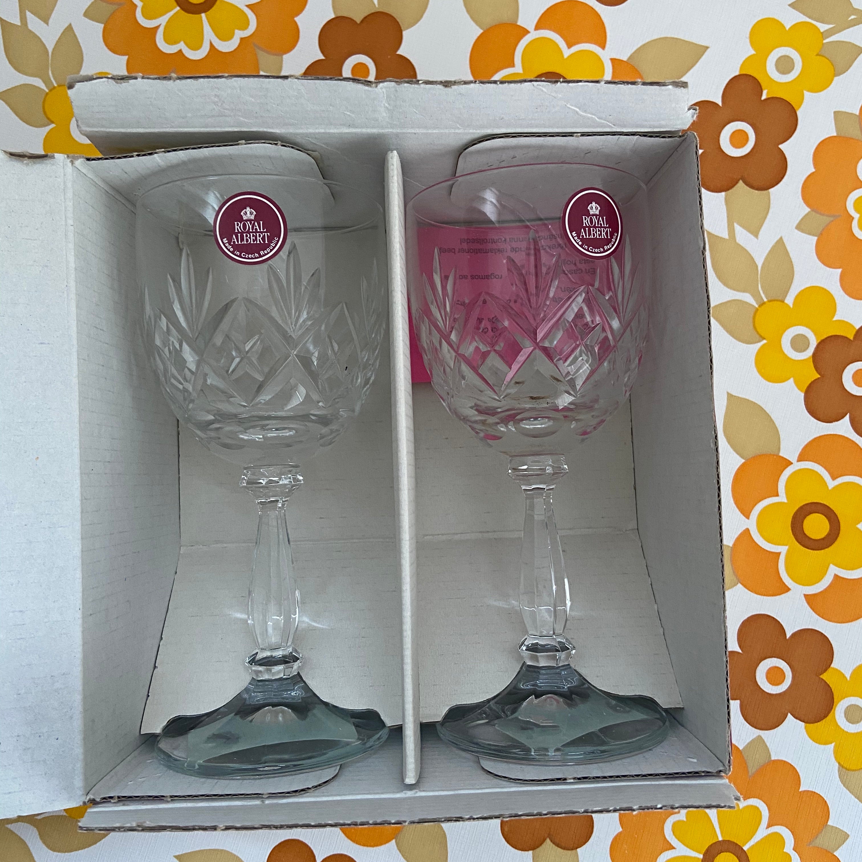 Royal Albert Crystal PAIR VINTAGE WINE BNIB labels attached