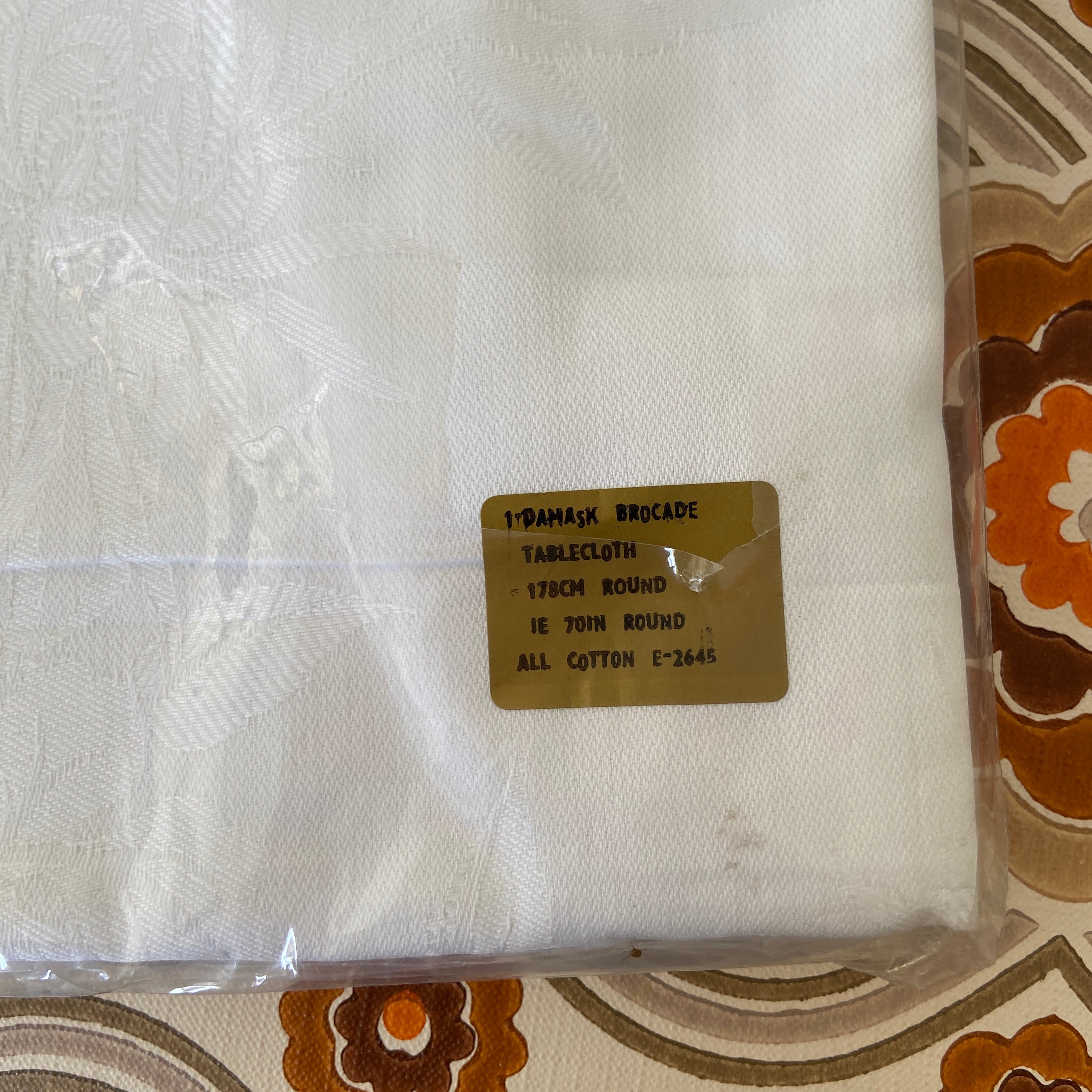 178cms ROUND DAMASK All Cotton UNUSED Old New Stock TABLE CLOTH