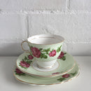 Colclough Bone China Made in England Vintage Trio Tea Set Floral Green & Pink