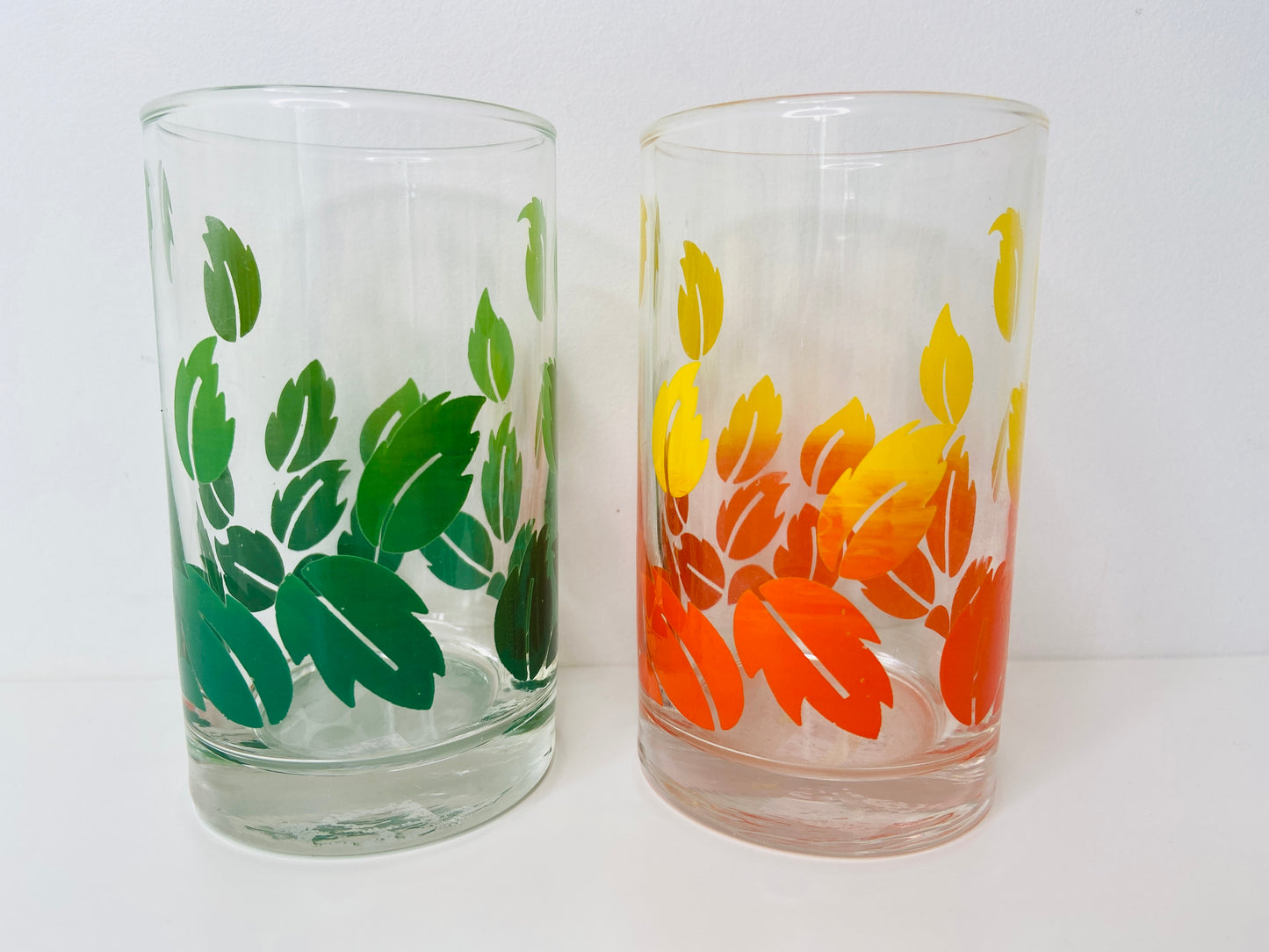 FAB Pair of Vintage Glasses Green & Orange