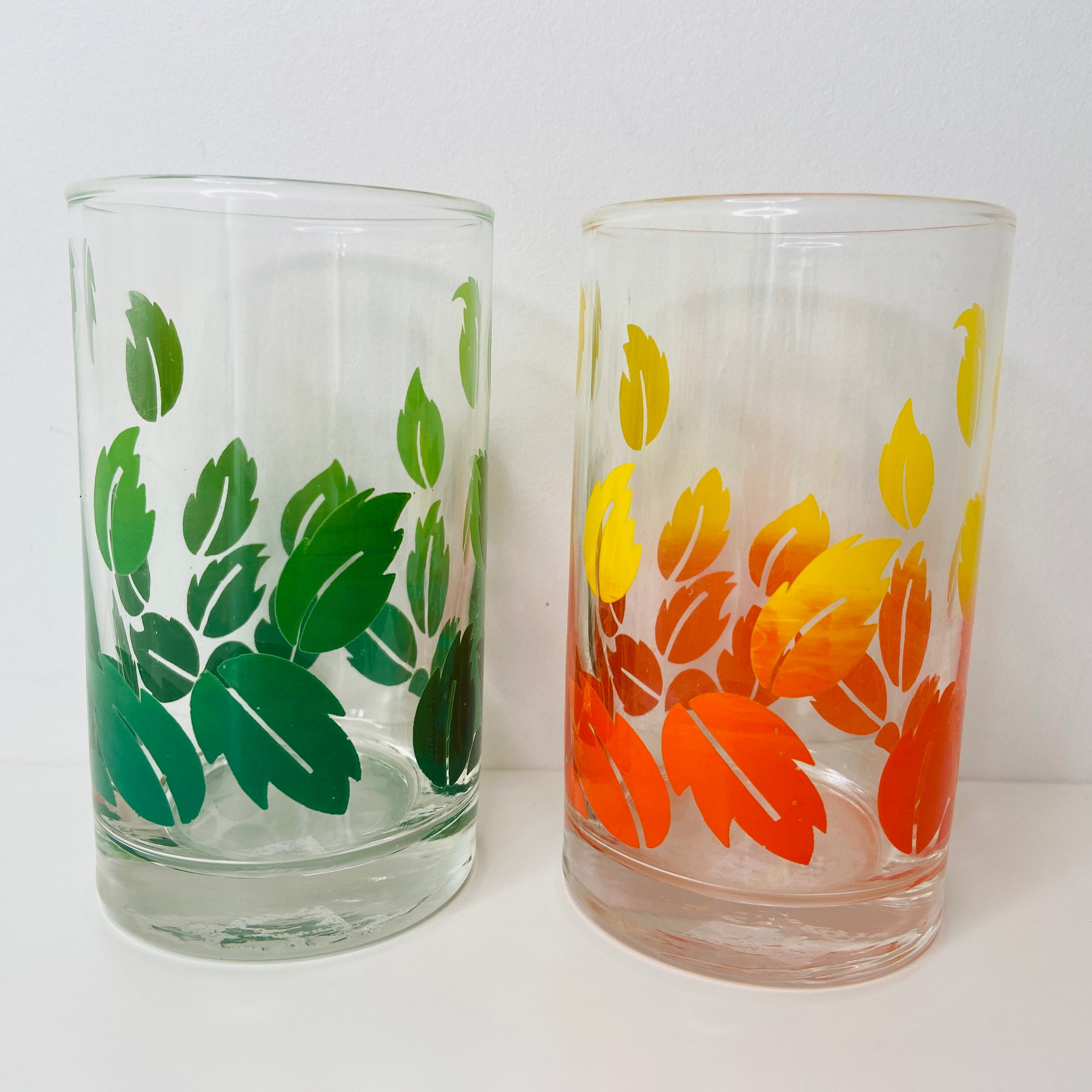 FAB Pair of Vintage Glasses Green & Orange