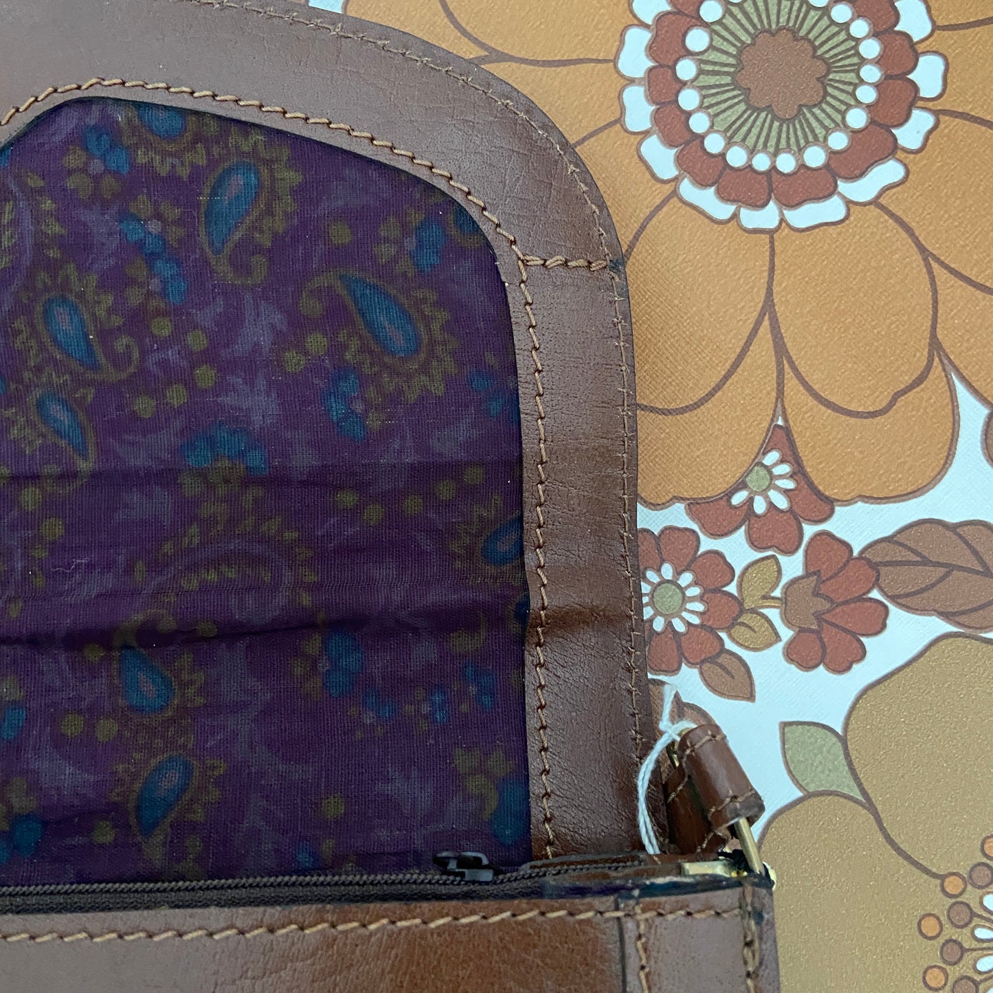 OGGI Domani Vintage Handbag UNUSED Tag LEATHER Paisley Lining