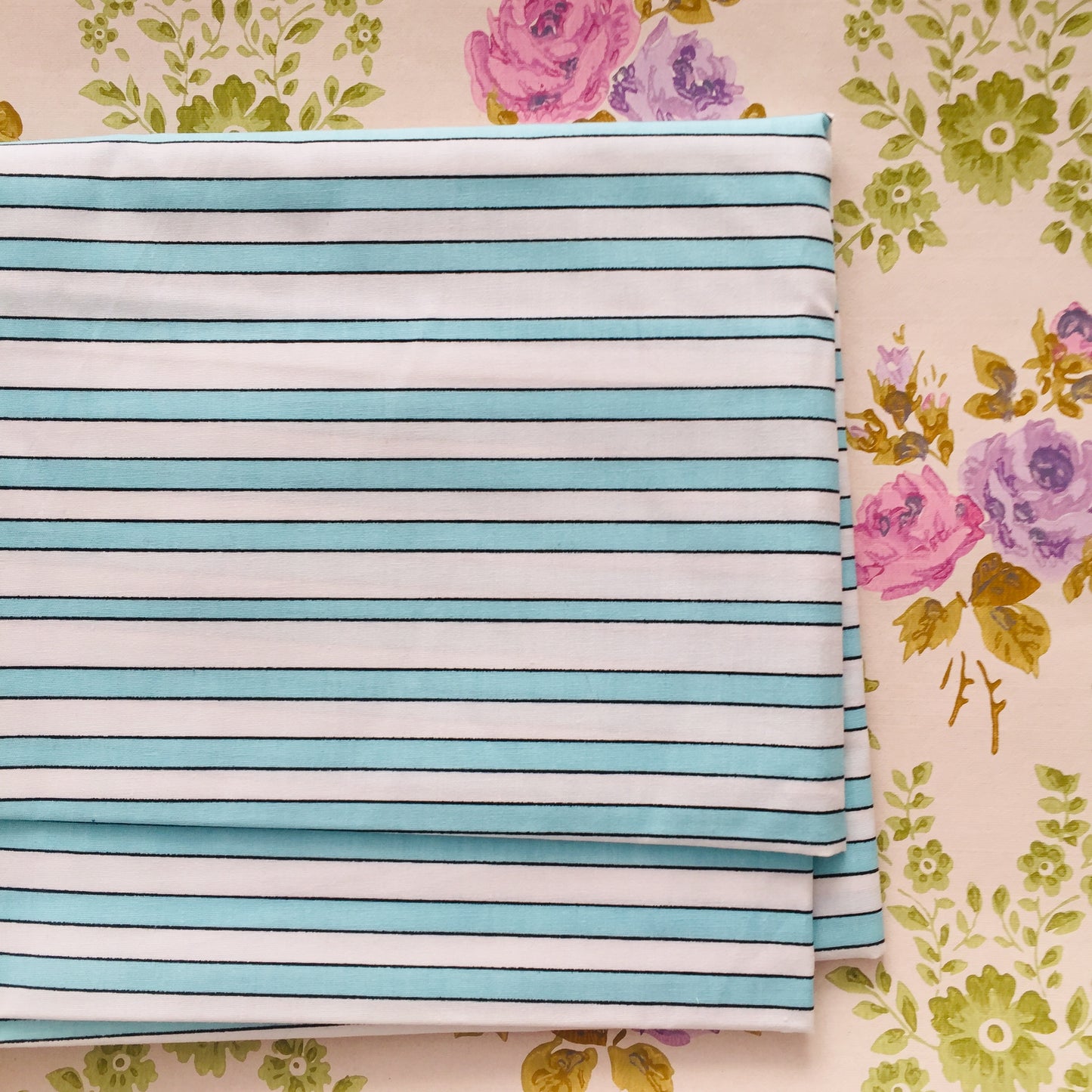 All Cotton Vintage Candy Striped Pillow Cases PAIR