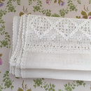 VINTAGE White Embroidered Lace Table Runner PILLOW Bed Topper DIVINE