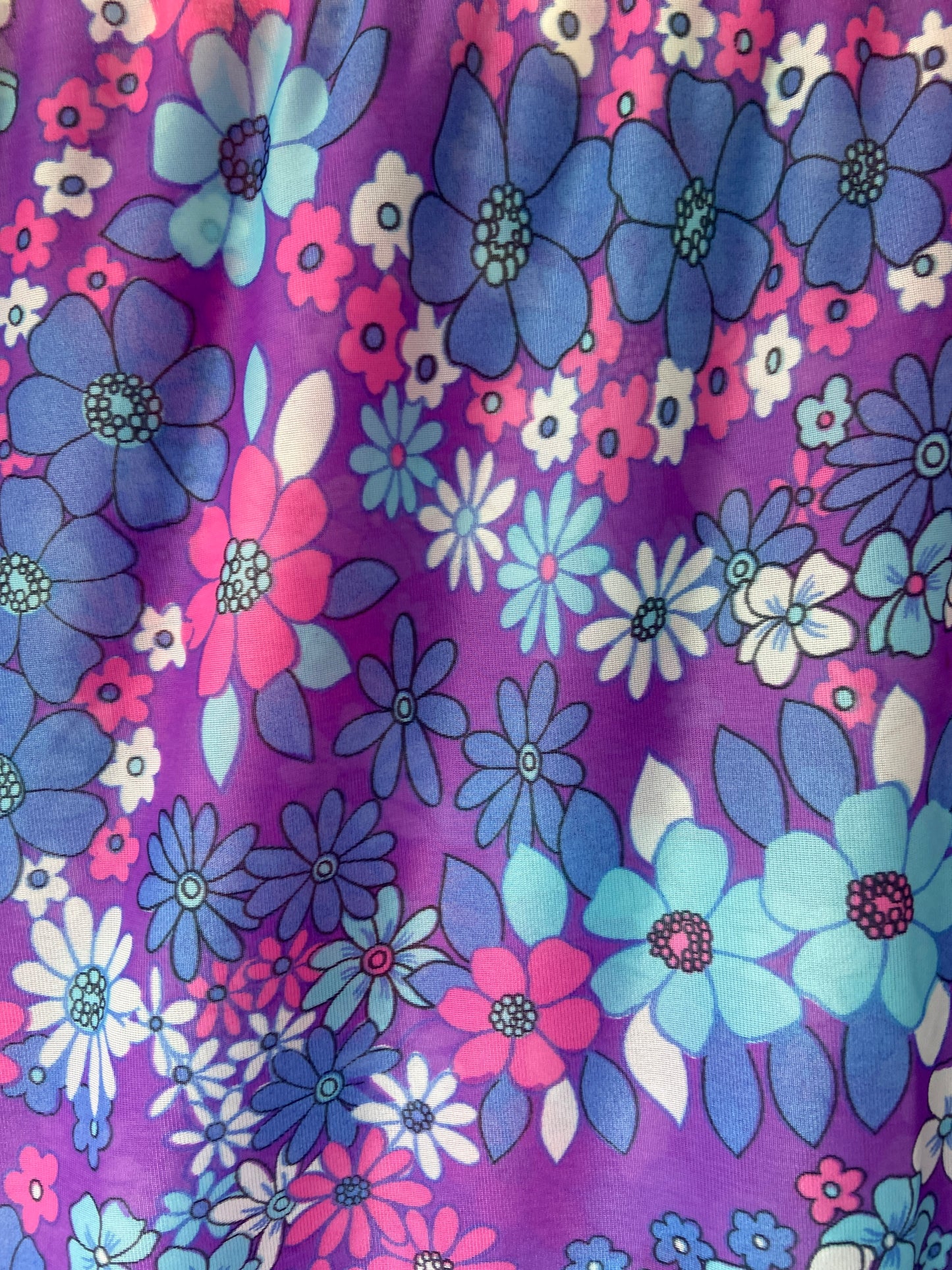 180cms Purple 70's Flower POWER Fabric Dress Shirt AMAZING Print