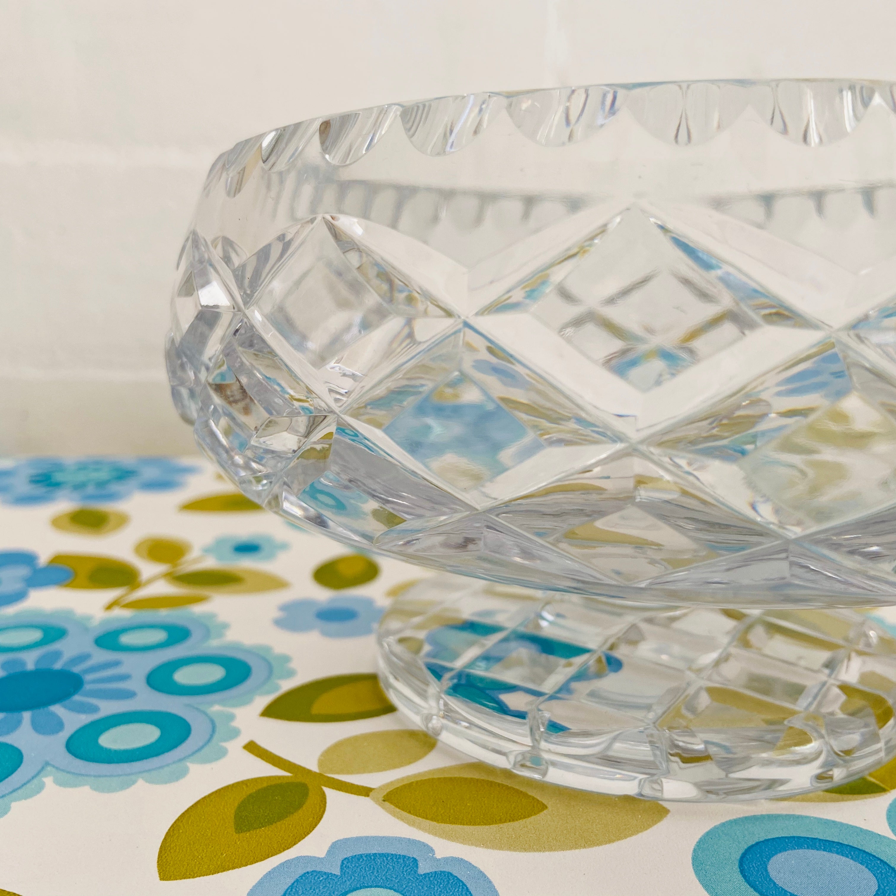 DIAMOND Cut Crystal Bowl Vintage Antique Dinner Party