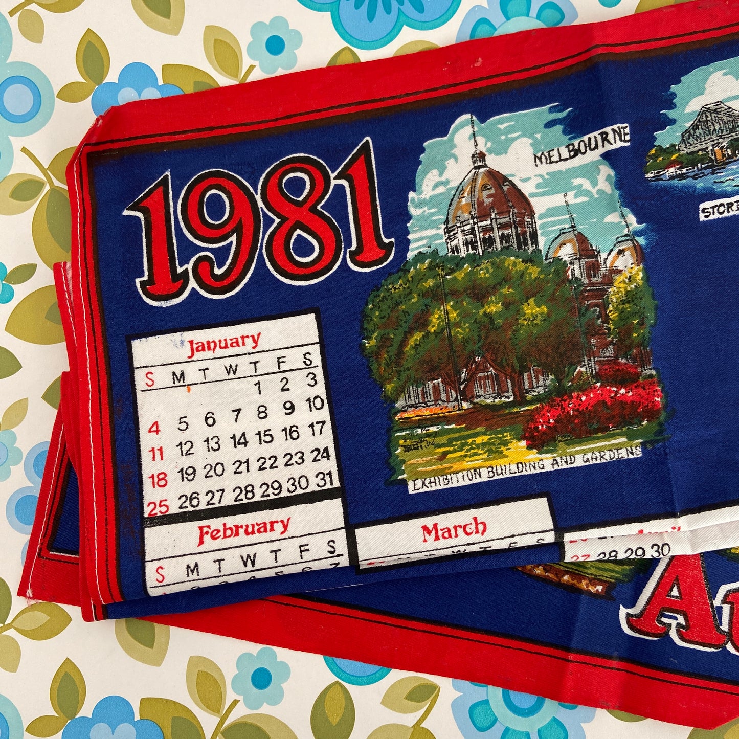 1981 Vintage Cotton Tea Towel SOUVENIR