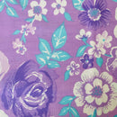 Cotton UNUSED Vintage Purple Floral Sheet Fabric