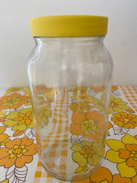 HUGE Vintage Yellow Lidded Glass JAR