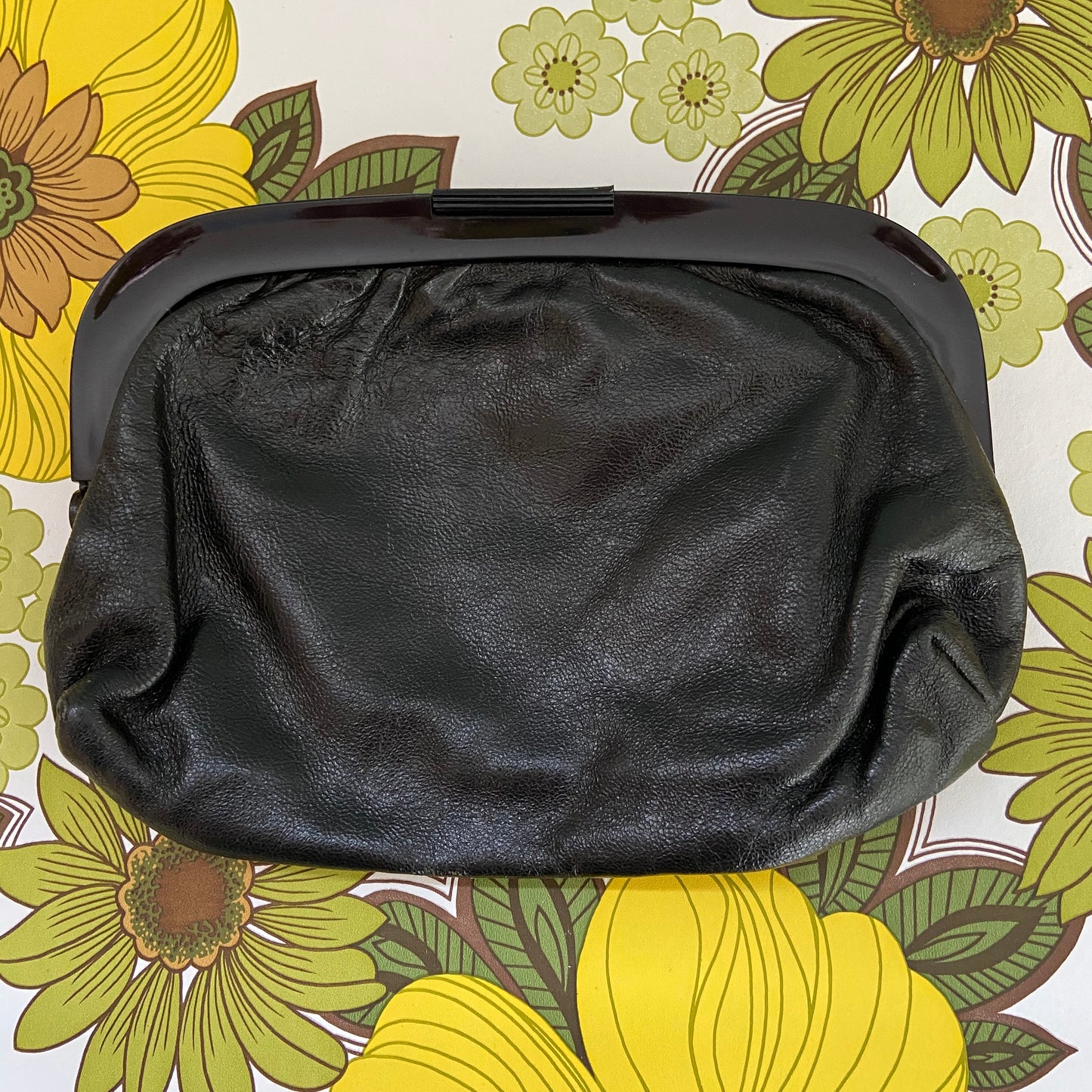 80's Chic Vintage LEATHER Clutch Handbag Clubbing Bag
