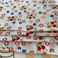 UNUSED Pair Cotton Pillow Cases Red Orange Blue Floral